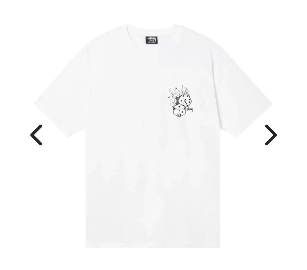 STUSSY FIRE DICE TEE WHITE