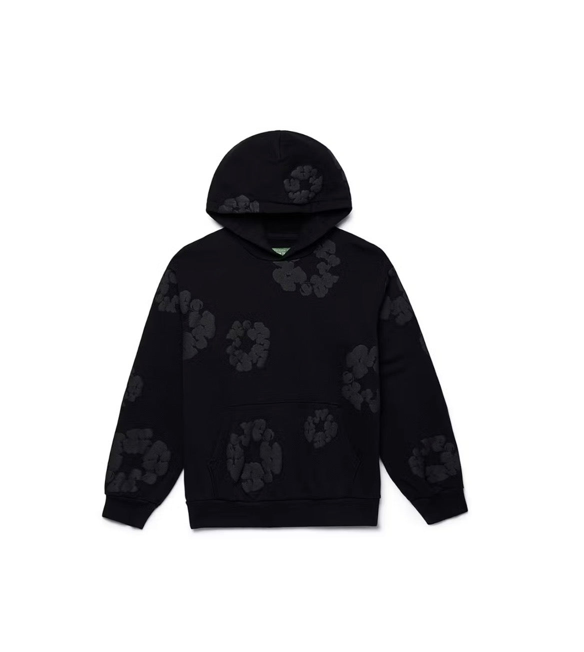 DENIM TEARS BLACK MONOCHROME COTTON WREATH HOODIE