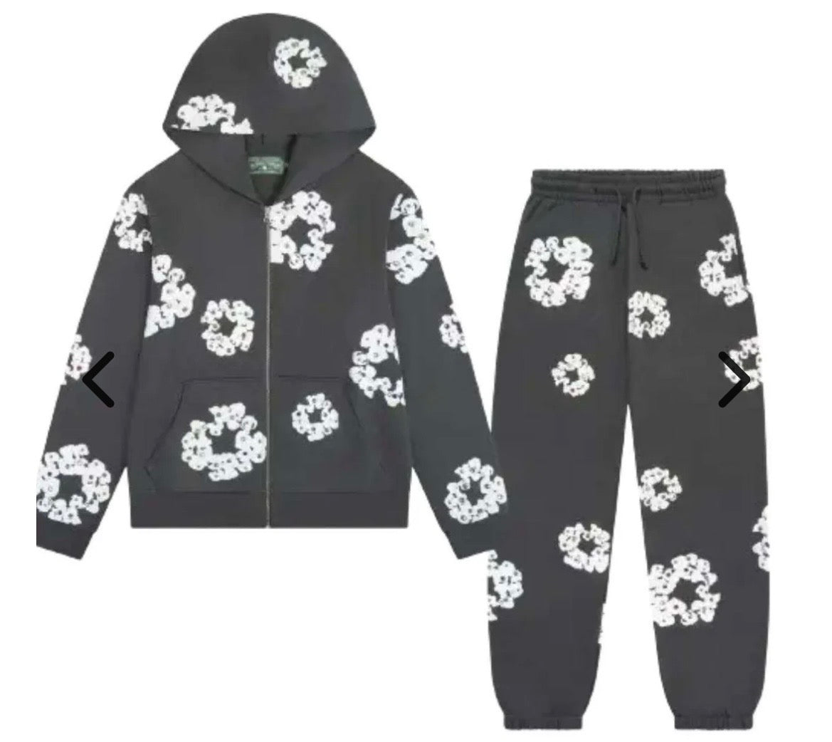 DENIM TEARS RHINESTONE ZIP UP HOODIE TRACKSUIT