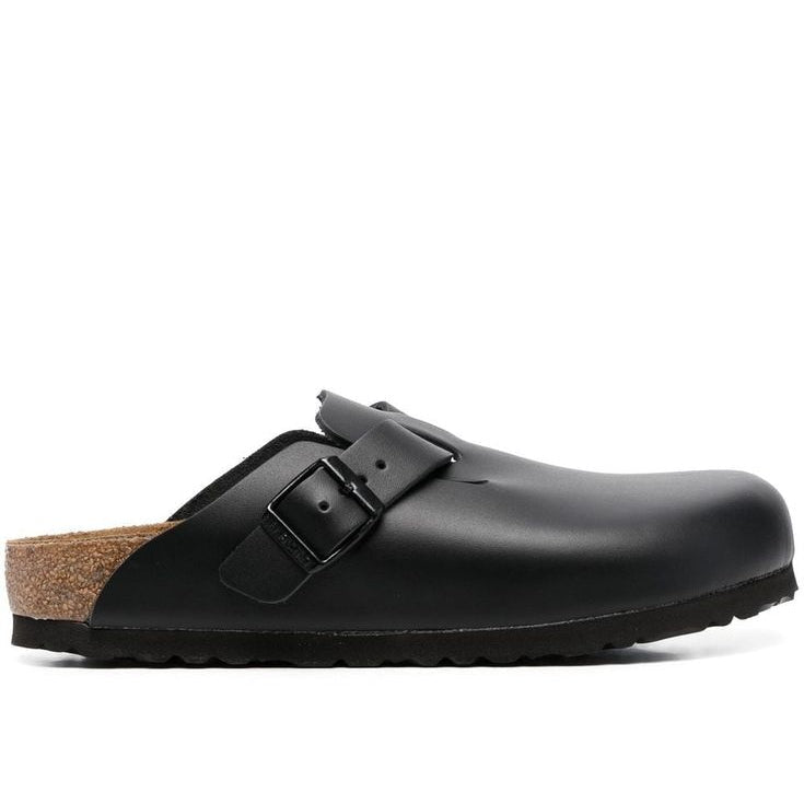 BIRKENSTOCK BOSTON SOFT FOOT BED - BLACK LEATHER - CHEARTZ