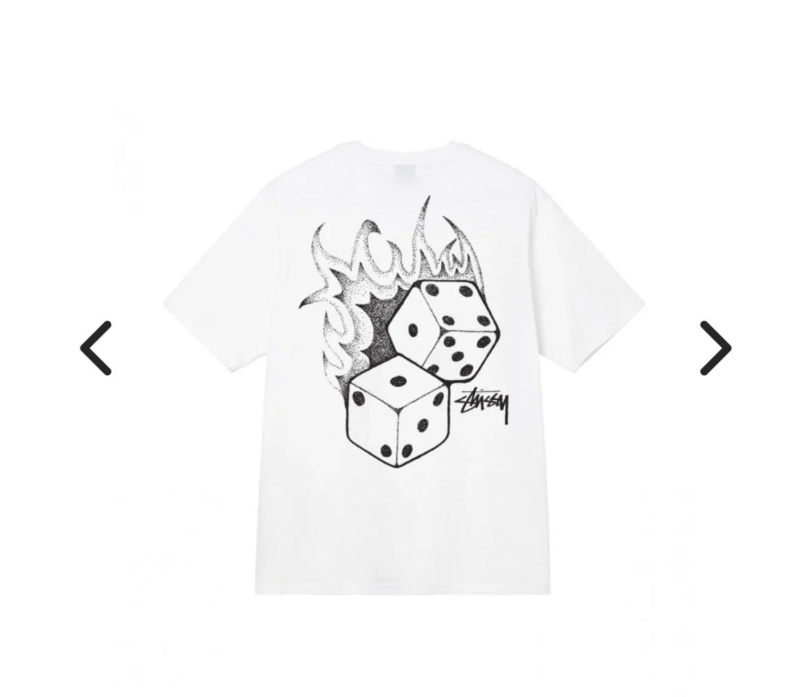 STUSSY FIRE DICE TEE WHITE