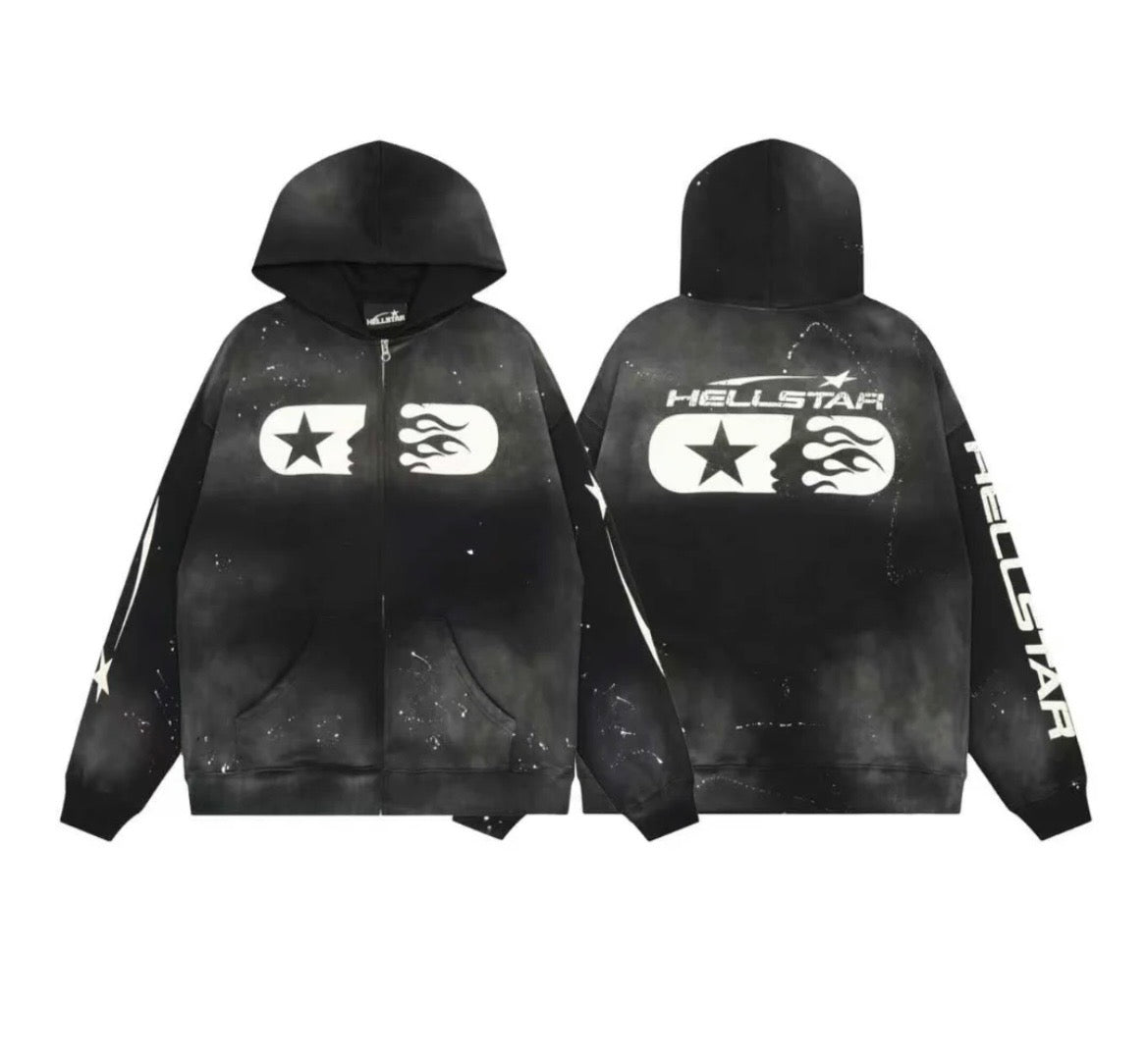 HELLSTAR ZIP-UP HOODIE BLACK